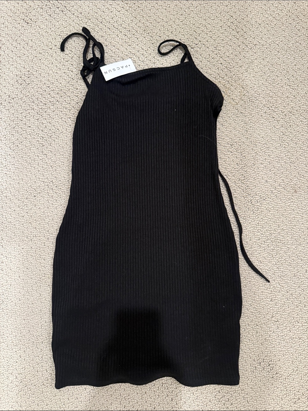 PacSun Black Ribbed Tie-Strap Mini Dress